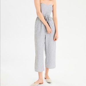 American Eagle Striped Tapered Jumpsuit
